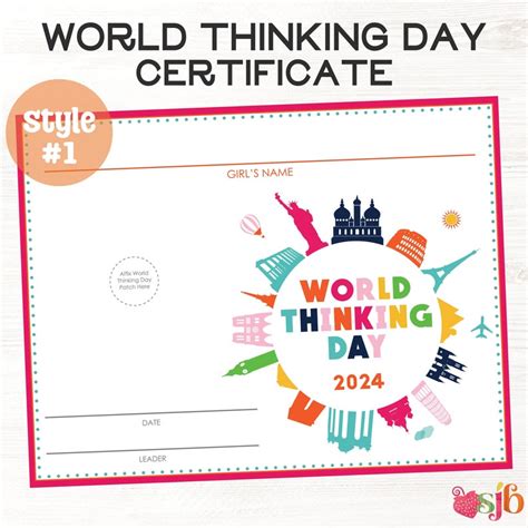 2024 World Thinking Day Badge Patch Fillable Certificate Style 1 Girl ...