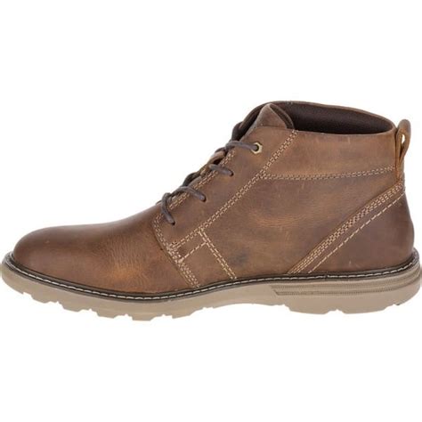 Caterpillar Mens Trey Dark Beige Leather Wide Fit Casual Lace Up Boots