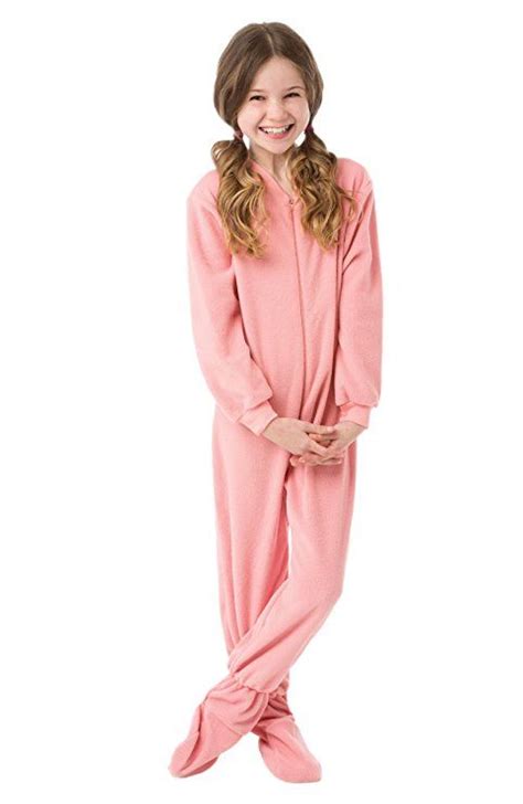 Little Girls Infant - Toddler Pink Fleece Footed Pajamas Onesie Sleeper ...