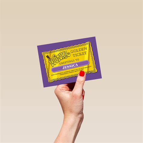 Personalised & Editable Wonka Golden Ticket Birthday Card – Hallmark