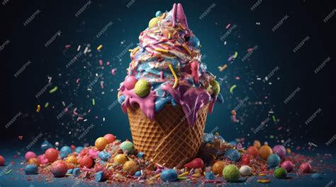 Premium AI Image | A colorful ice cream cone with sprinkles on it