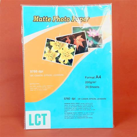 Photo Paper (LCT) Matte Photo Paper A4 200 gsm 20 sheets - Supplies 24/7 Delivery