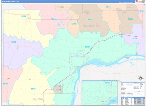 Muscatine County, IA Wall Map Color Cast Style by MarketMAPS - MapSales