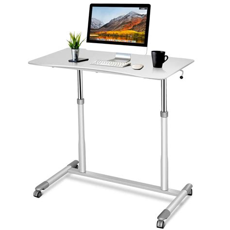 Costway Height Adjustable Computer Desk Sit to Stand Rolling Notebook ...