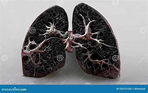 3D Render Of The Black Lungs Of A Heavy Smoker With Tar Stock Photo ...