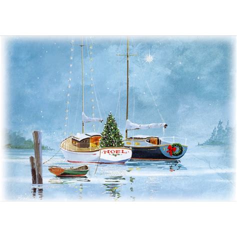 Red Farm Studios NOEL Sailboats at Twilight Nautical Christmas Card - Walmart.com - Walmart.com