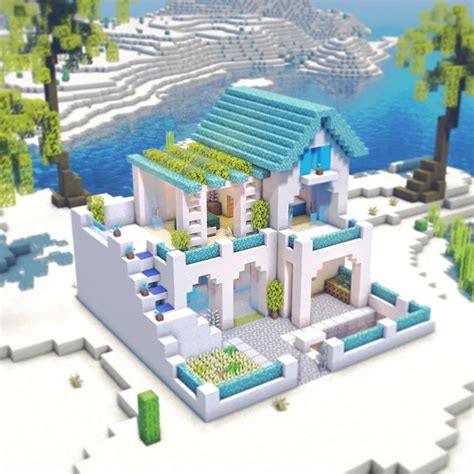 A Beach House with a Small Garden and Swimming Pool : Minecraftbuilds Minecraft Beach House ...