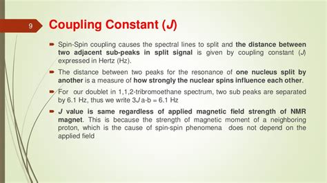 Spin spin coupling and coupling constant