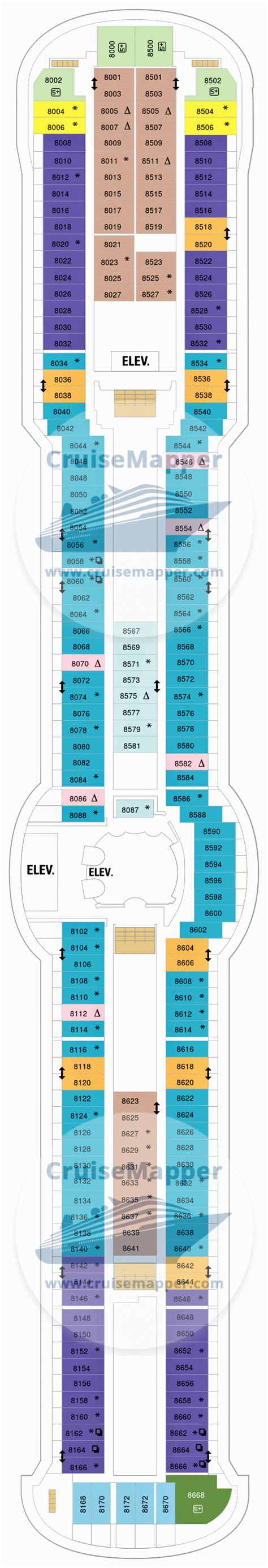 Serenade Of The Seas deck 8 plan | CruiseMapper