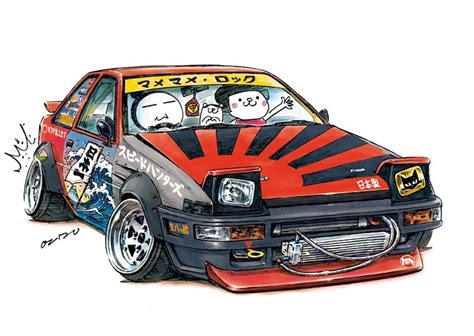 car illustration“crazy car art”jdm japanese old school ”AE86”original ...