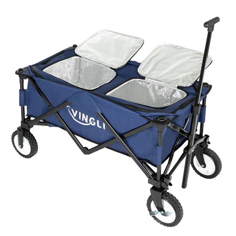 Zimtown Portable Beverage Cooler Collapsible Cooler Wagon with Wheels Loading for 150LBS - zimtown