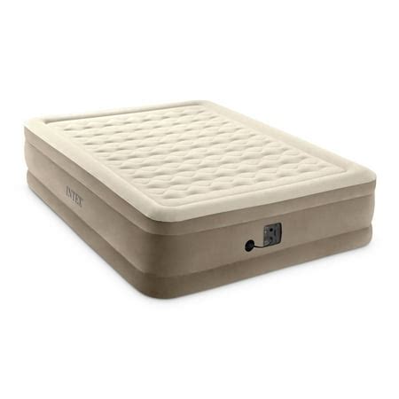 Intex Ultra Plush Fiber-Tech Airbed Elevated Air Mattress & Built-In ...