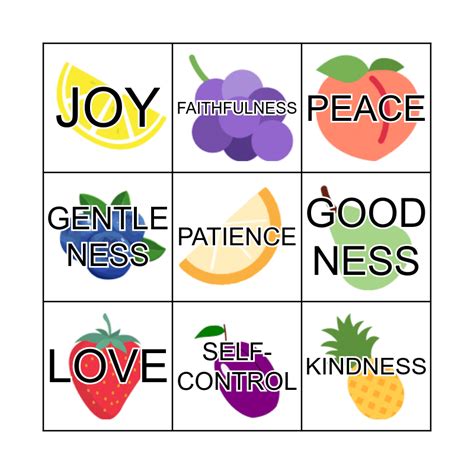 Fruit Of The Spirit Bingo Cards Free Printable - Printable Templates