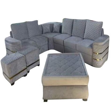 7 Seater Velvet Grey Corner L Shape Sofa Set at Rs 9500/set in ...