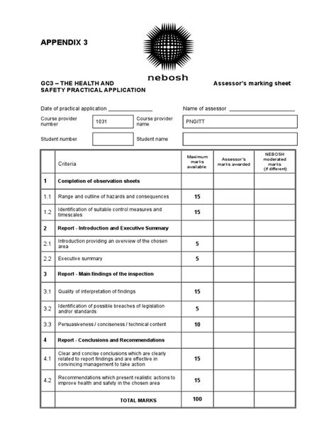 Nebosh Template | PDF | Safety | Occupational Safety And Health