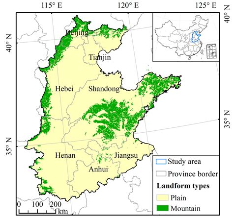 The location and main landform types of the North China Plain (NCP) in... | Download Scientific ...