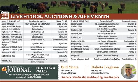 Livestock Auction Calendar - High Plains Journal