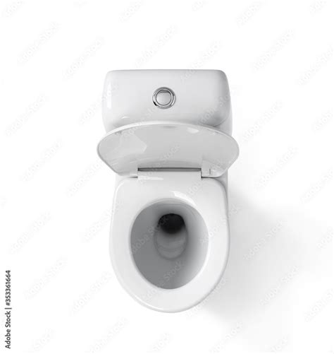 Top view open toilet bowl, isolated on white background. File contains ...