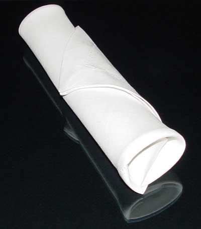 Neat napkin roll with silverware inside, could pair with napkin ring ...