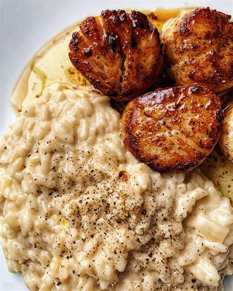 Seared Scallops And Lemon Parmesan Risotto - Cooking With Books