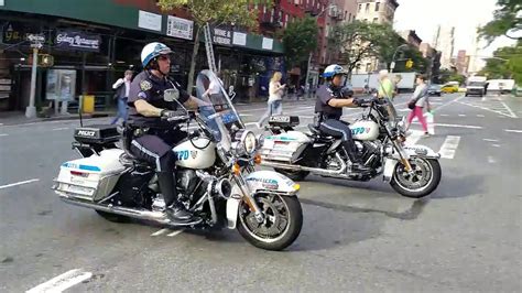 3 NYPD Highway Patrol Motorcycles Passing By On 9th Ave In Manhattan ...