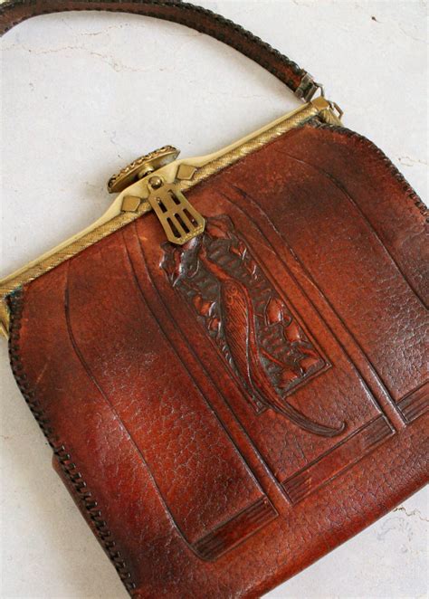 Vintage 1910s Peacock Tooled Leather Purse | Raleigh Vintage