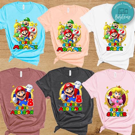 Super Mario Bros family birthday shirts | Bobotemp