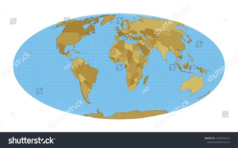 World Map Equalarea Pseudocylindrical Mollweide Projection Stock Vector (Royalty Free ...