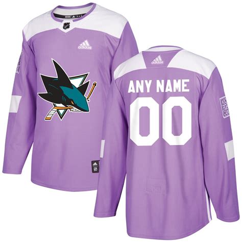 adidas San Jose Sharks Purple Hockey Fights Cancer Custom Practice Jersey