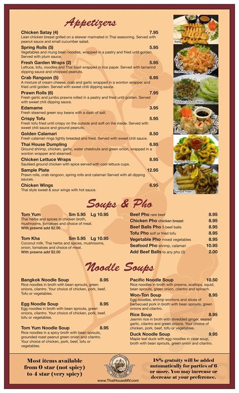 Thai House Restaurant menu in Mt Vernon, Washington, USA