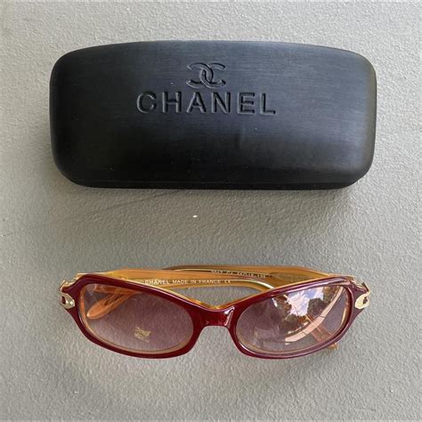 Vintage Chanel Sunglasses 💋 ️ Gorgeous Red and Gold... - Depop