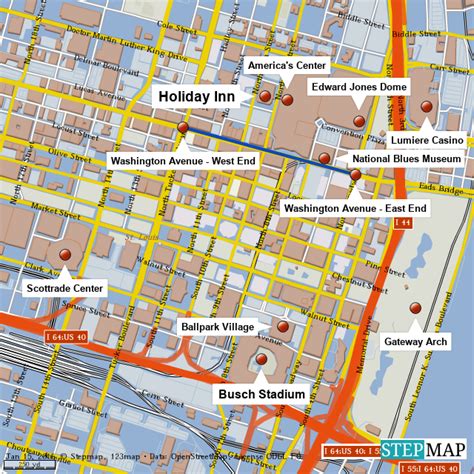 StepMap - Holiday Inn Downtown Map - Landkarte für World