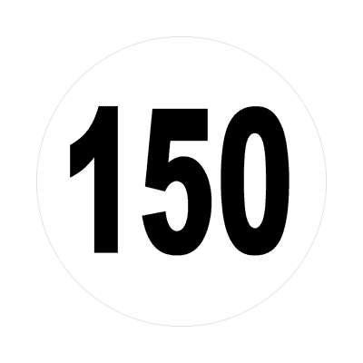 Number 150 White Black Stickers, Magnet | Wacky Print