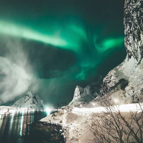 Northern Lights Over Reine, Norway | Northern lights, Norway, Landscape ...