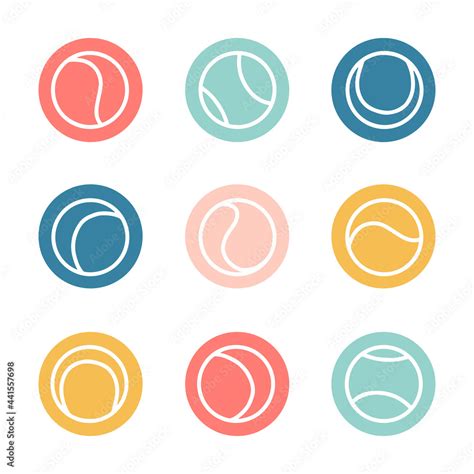 Big vector highlights cover icon set for Tennis. Hand drawn round templates for contemporary ...