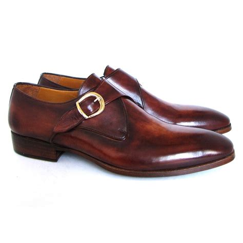 Paul Parkman Monk Strap Dress Shoes Brown / Camel | MensDesignerShoe.com