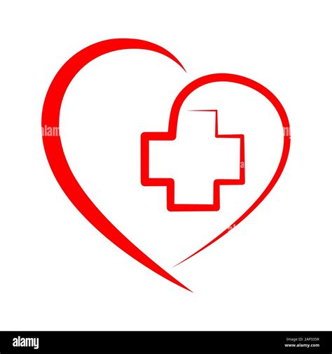 Medical cross inside in the heart symbol. Red medical sign, isolated on white background. Vector ...