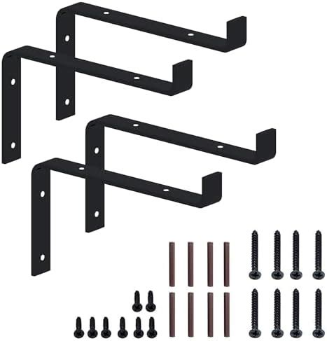Klaxon Metal Bracket for Wall Mounted Shelves - Powder Coated Angle Brackets with Screws (Z ...