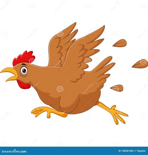 Scared Funny Cartoon Chicken Running Stock Vector - Illustration of male, meat: 168581682