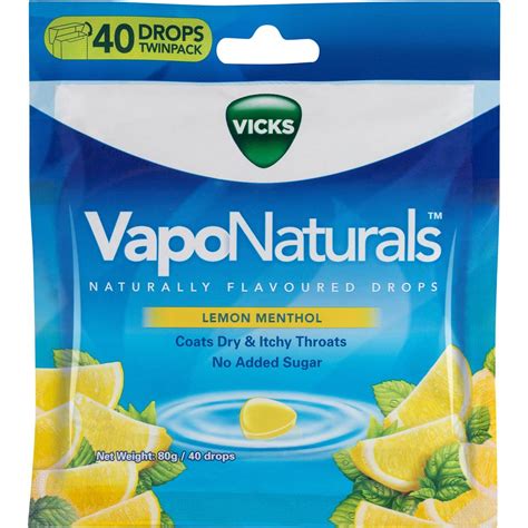 Vicks Vaponaturals Throat Lozenges Lemon Menthol 40pce 80g | Woolworths