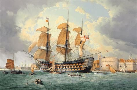 HMS Victory entering Portsmouth on December 4th 1812 Oil on canvas 24 ...