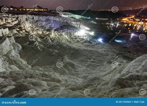 Pamukkale on the Top with a View of the City of Denizli at Night, Turkey Stock Image - Image of ...