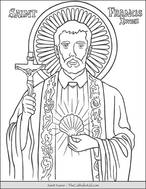 Saint Francis Xavier Coloring Page - TheCatholicKid.com