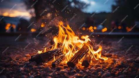 Premium AI Image | A fire burning in a campfire