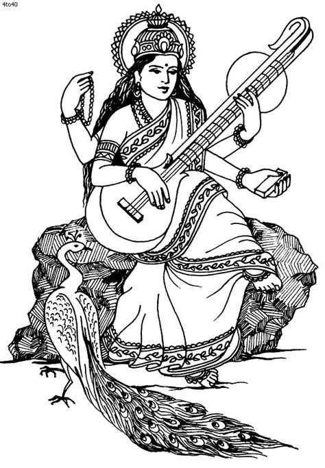 Goddess-Saraswati-Sketch.gif (600×865) | Muses Delight | Pinterest