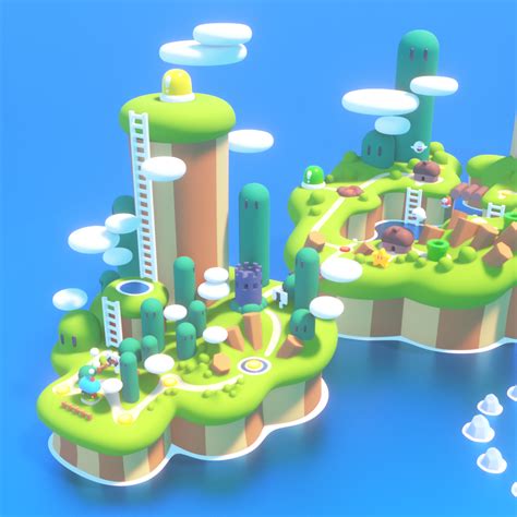 Remaking the world map from Super Mario World : r/blender