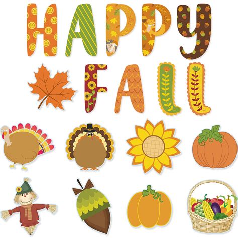 Buy 45 Pieces Thanksgiving Happy Fall Cutouts Fall Bulletin Board ...