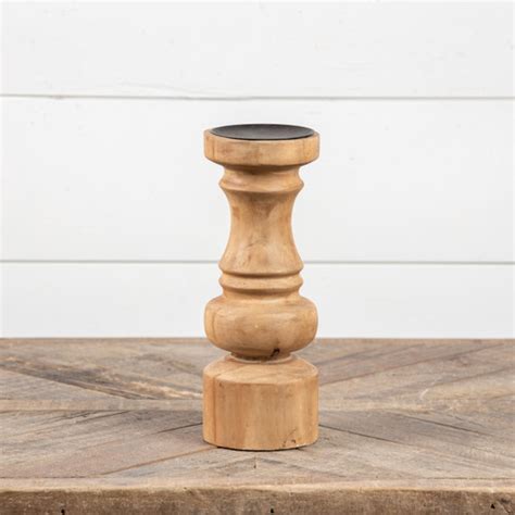 10.5" WOODEN PEDESTAL CANDLE HOLDER - Ragon House