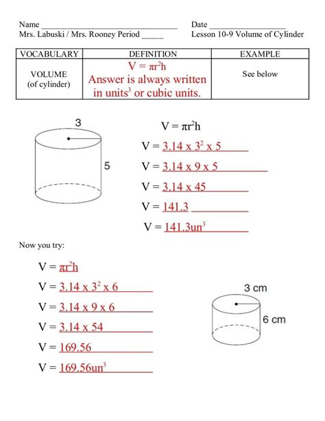 20++ Volume Of A Cylinder Worksheet – Worksheets Decoomo