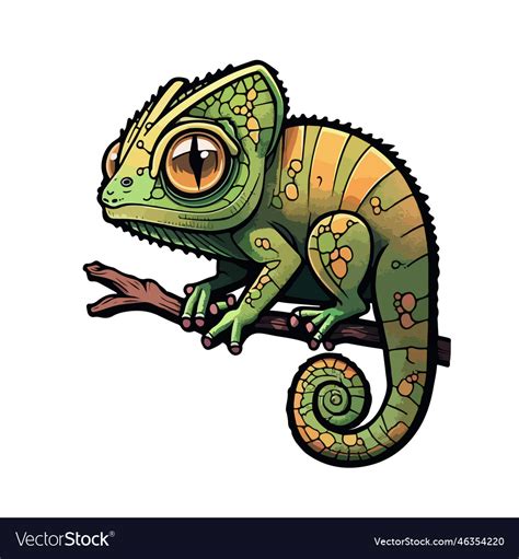 Cute chameleon cartoon style Royalty Free Vector Image